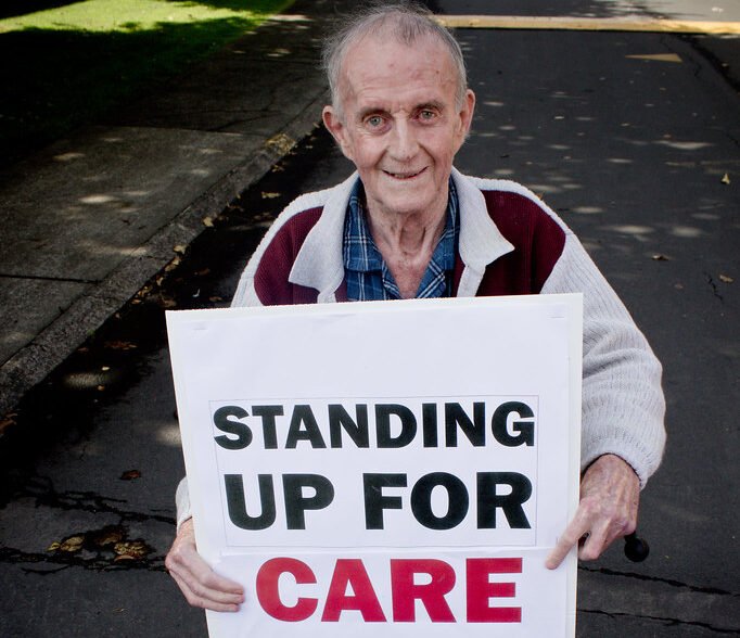 Caregiver joins his striking caregivers